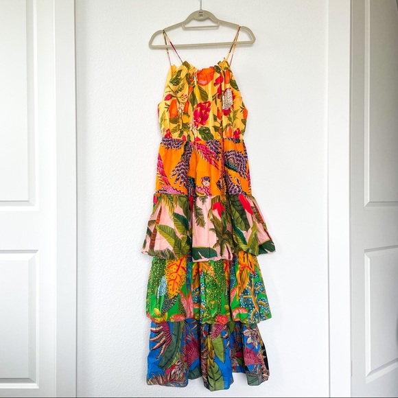 Anthropologie Farm Rio Tiered Halter Midi Dress - Picture 6 of 9